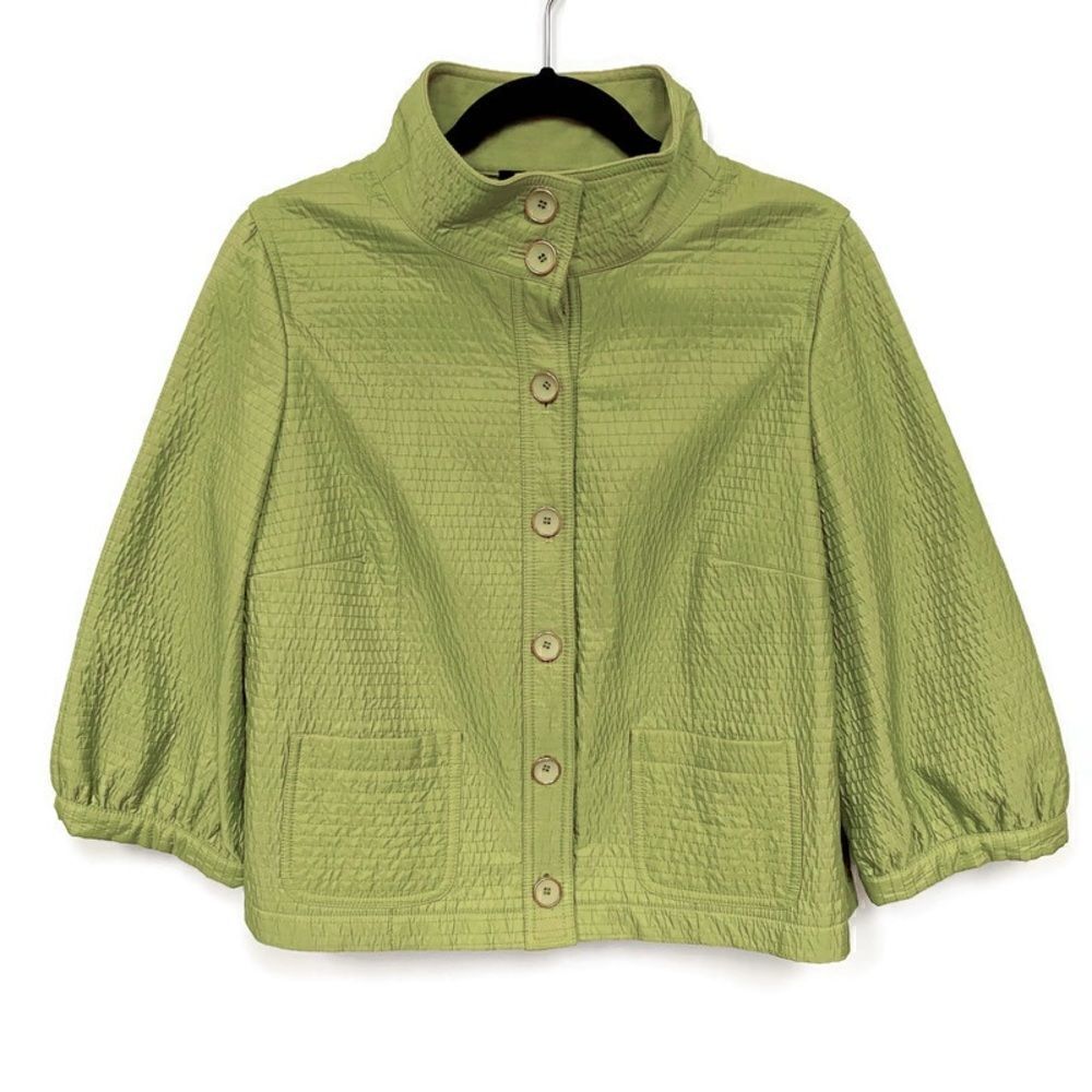 NWOT Vintage Carlisle Avocado Green Button Up Jacket Gold Buckle 8